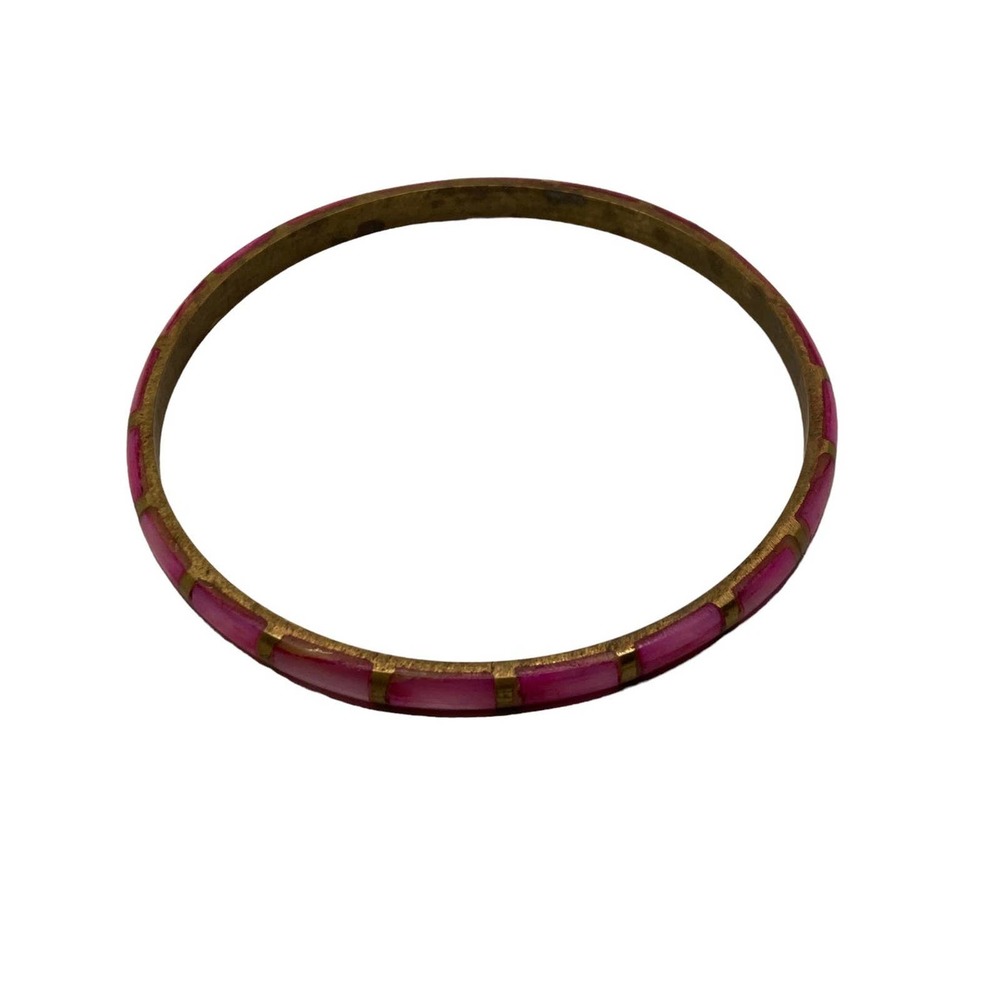 Vintage Brass Tone‎ Purple Inlaid Bangle Bracelet